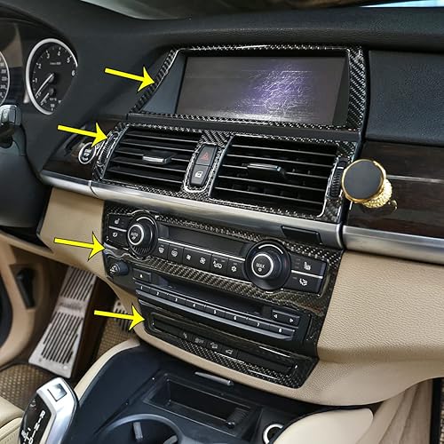 Ajuste para BMW X5 X6 E70 E71 2008-2013 Función de ajuste de consola central Adhesivo decorativo de panel + Navegación y salida de aire, adhesivo