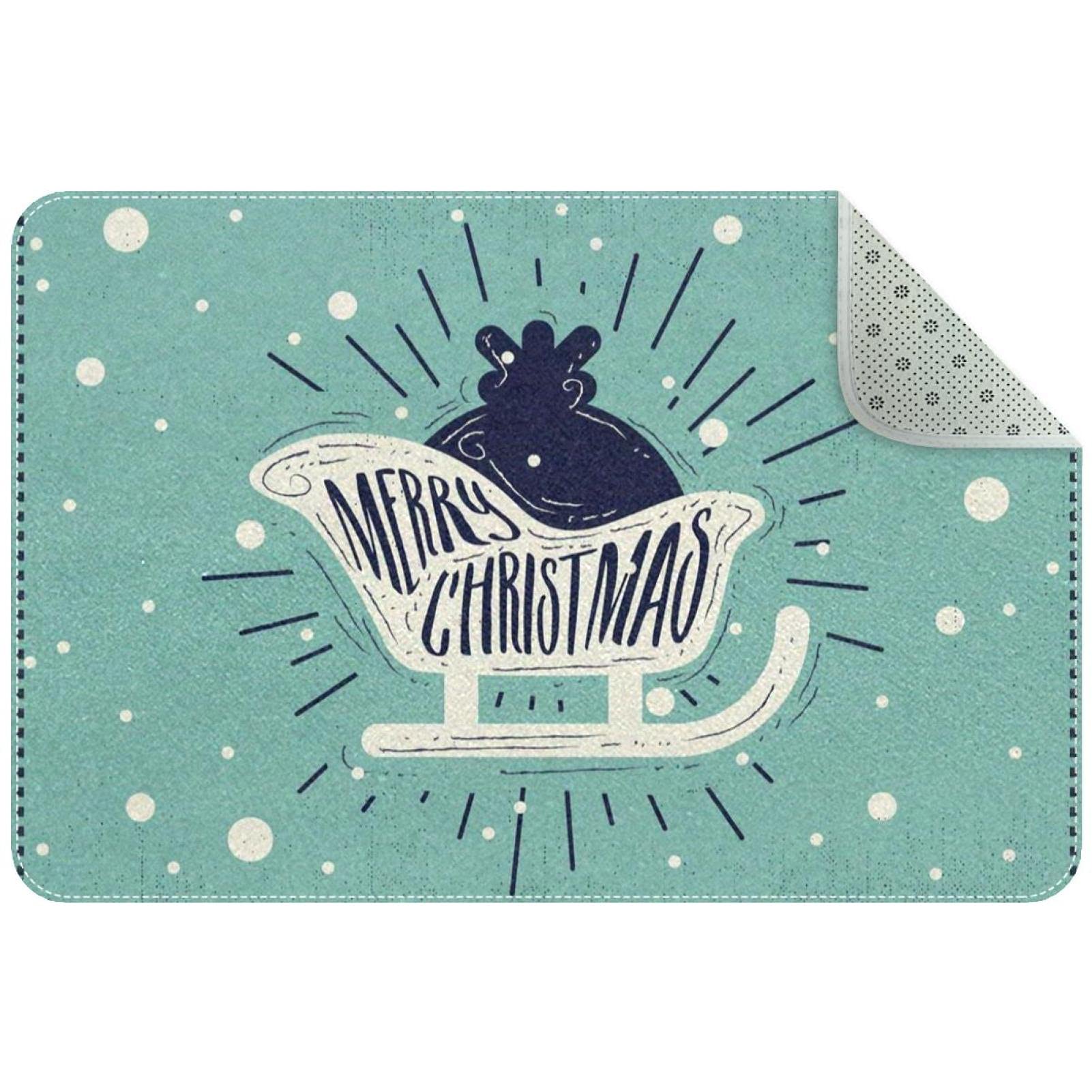 Felpudo vintage de Navidad para interiores de perfil bajo y trampa de suciedad
