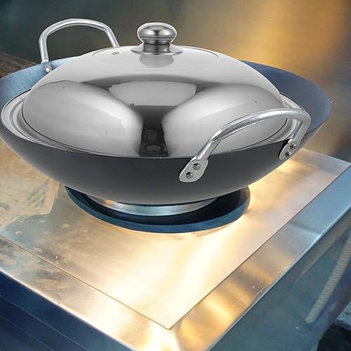 Miniatura 6 de Hemoton Tapa de olla de acero inoxidable, sartenes redondas, tapa de repuesto para utensilios de cocina, cubierta de sartén y sartén de hierro