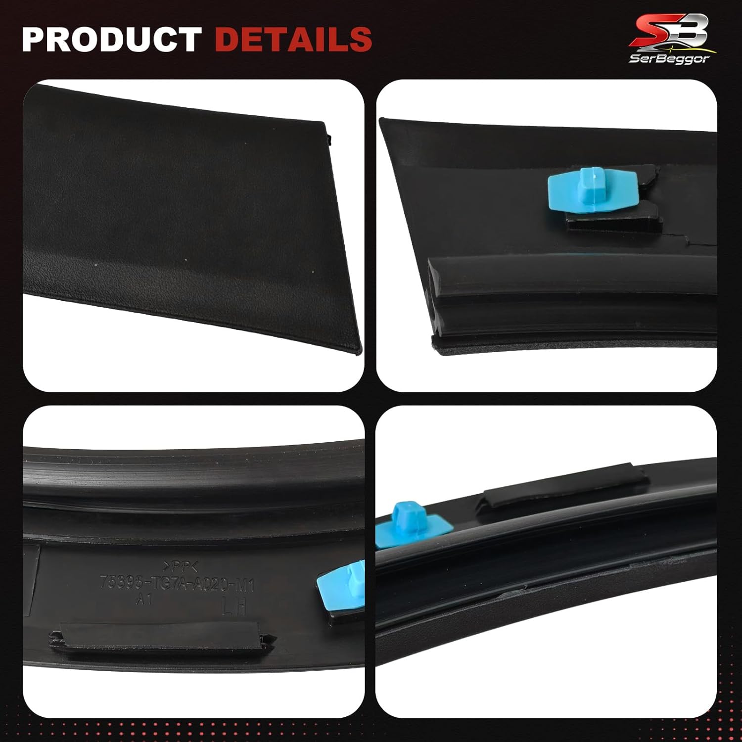 Rear Wheel Arch Molding Garnish Trim Left & Right Compatible with Honda Pilot 2016-2022 Passport 2019-2023 Replace 75395-TG7-A01 75390-TG7-A01