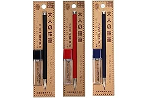 Kitaboshi Pencil Lead Holder 2mm, 3 Body Color Set, Black/Red/Navy with Sharpener - Japan import