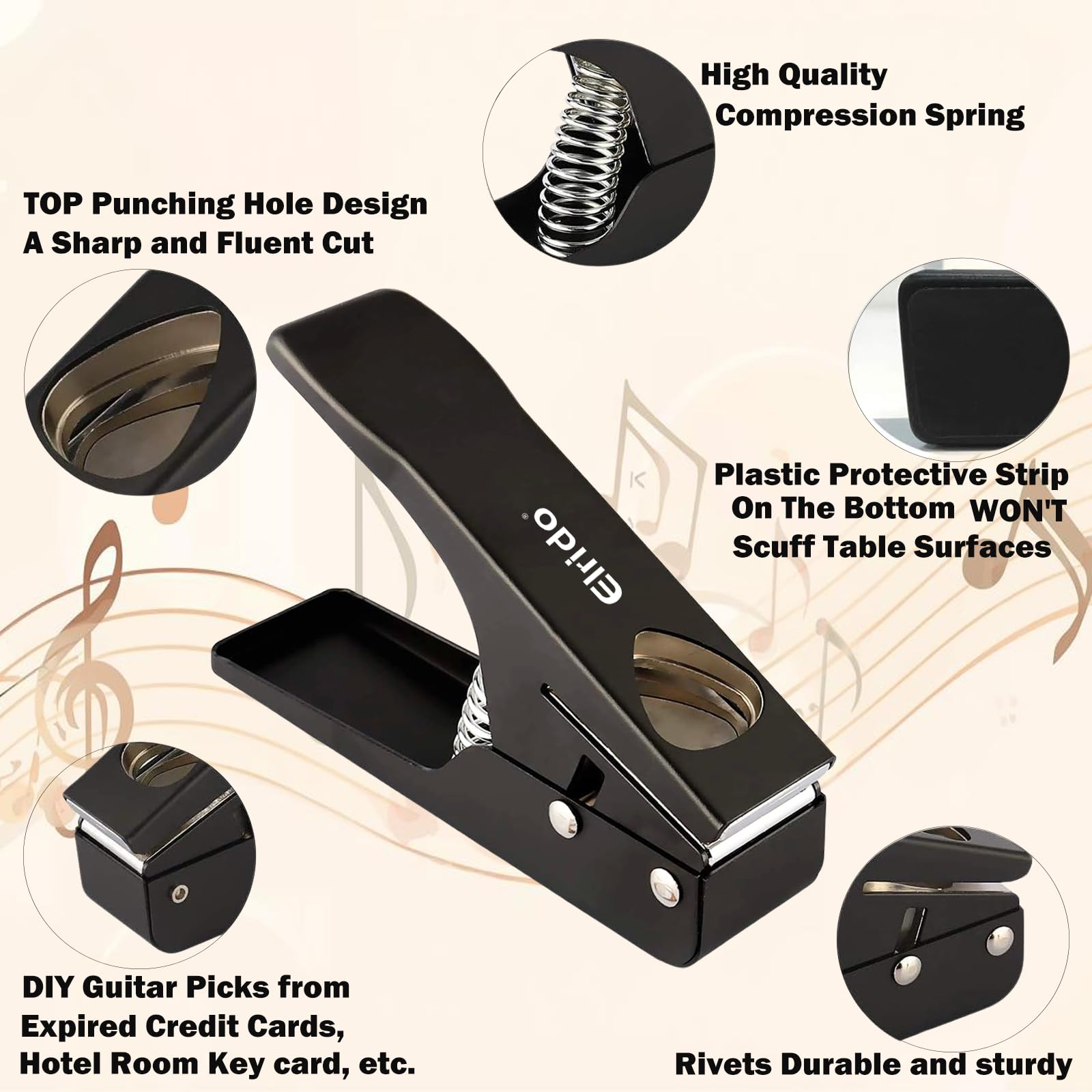 Elrido DIY púas de guitarra para hacer tus púas de guitarra infinitas, con 2 tiras de púas y soporte de púas de cuero – Kit de herramientas de púas de guitarra cortador de púas