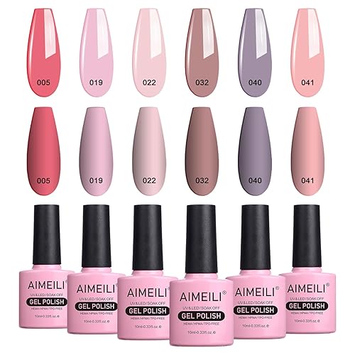 AIMEILI Juego de 6 esmaltes de uñas de gel Soak Off para el DĂa de la Madre, color rosa pastel, color nude, tono de piel, color natural, juego de 22 AIMEILI Juego de 6 esmaltes de uñas de gel Soak Off para el DĂa de la Madre, color rosa pastel, color nude, tono de piel, color natural, juego de 22