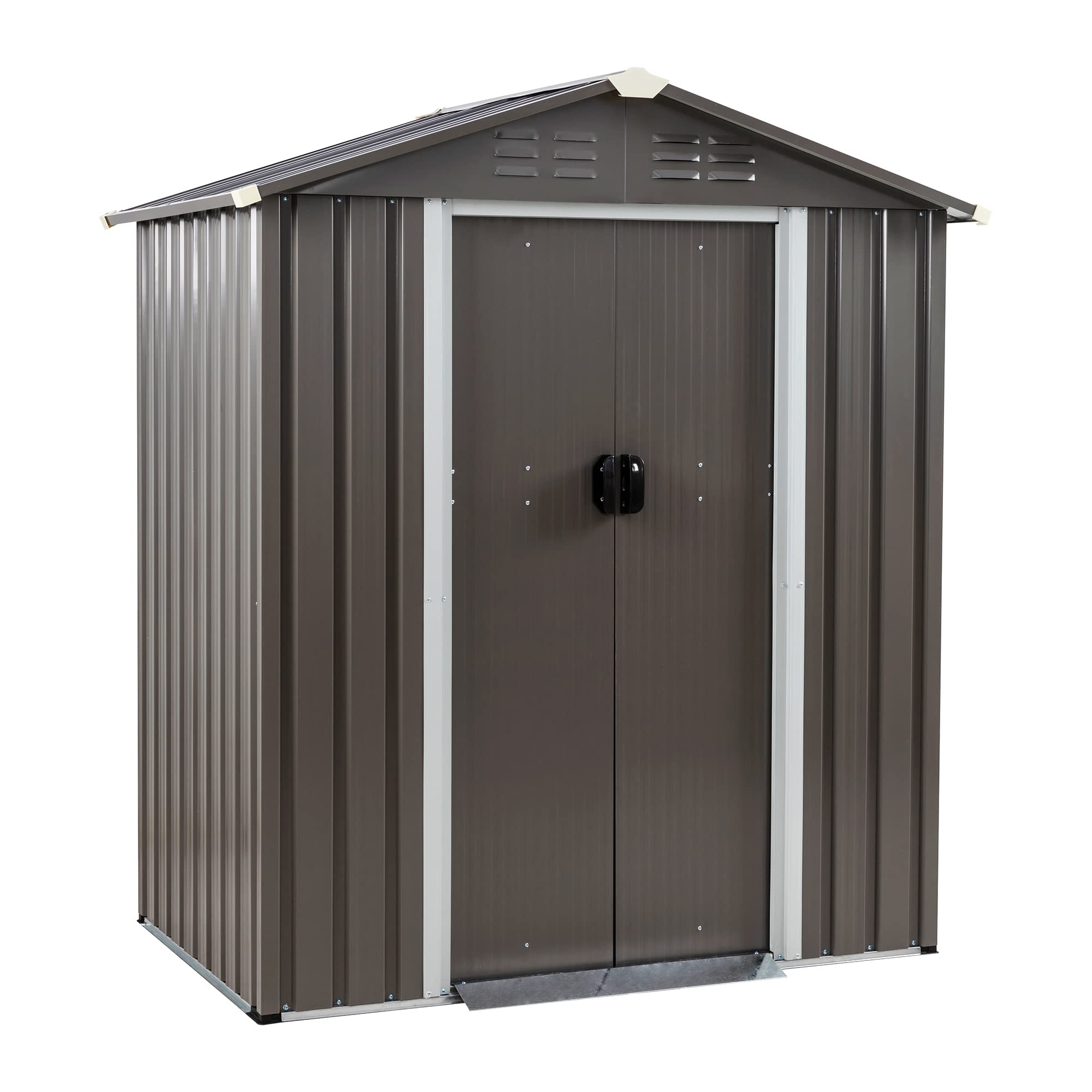 Shintenchi 5x3 FT Storage Shed,Waterproof Metal Garden Sheds with Lockable Double Door,Weather Resistant Steel Tool Storage House Shed for Yard,Garden,Patio,Lawn,Grey