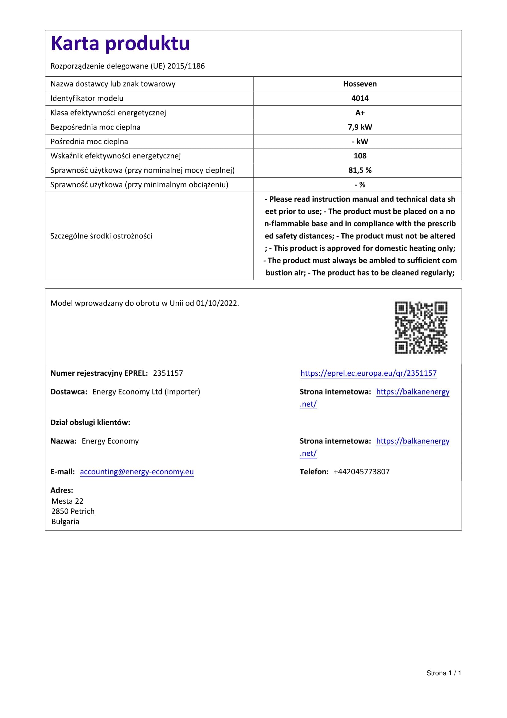 BALKAN ENERGY Cocina de leña de Metal 4014 7.9 kW, Grafito, Negro