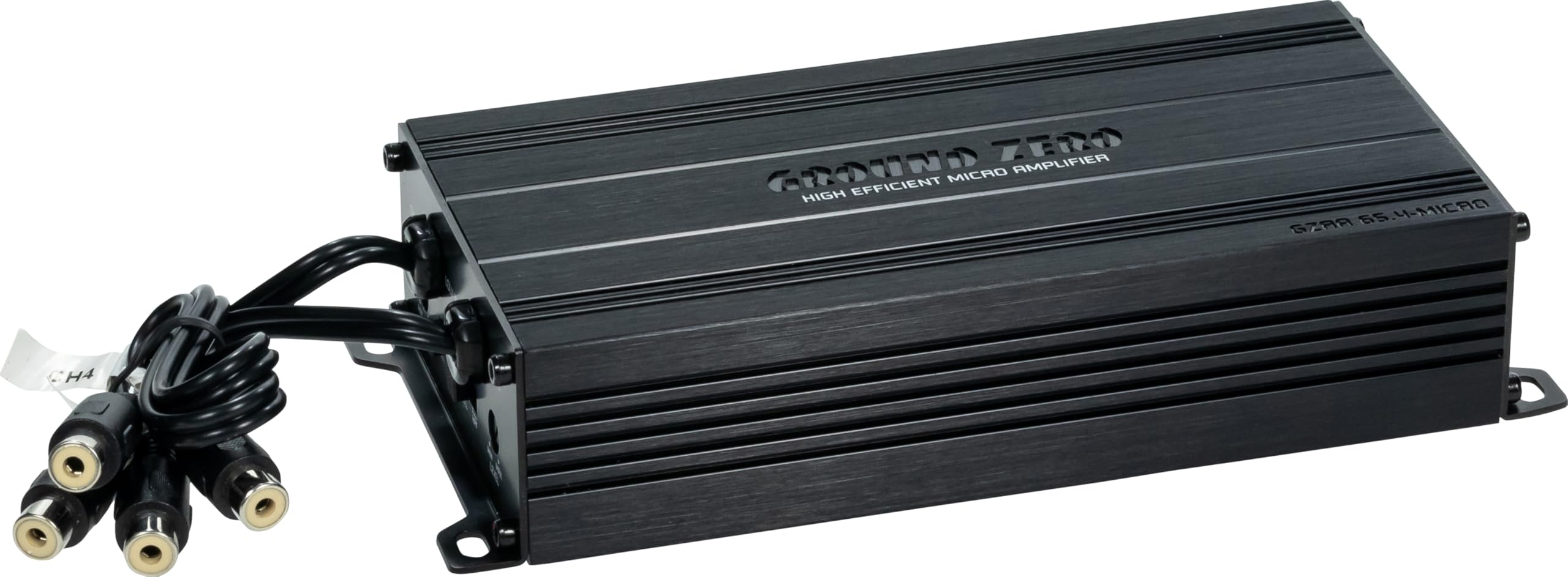 Ground Zero GZRA 65.4-Micro – Kompakter 4-Kanal Class D Verstärker mit Plug & Play ISO Kabel, 4x65 Watt RMS, Micro Car HiFi Endstufe