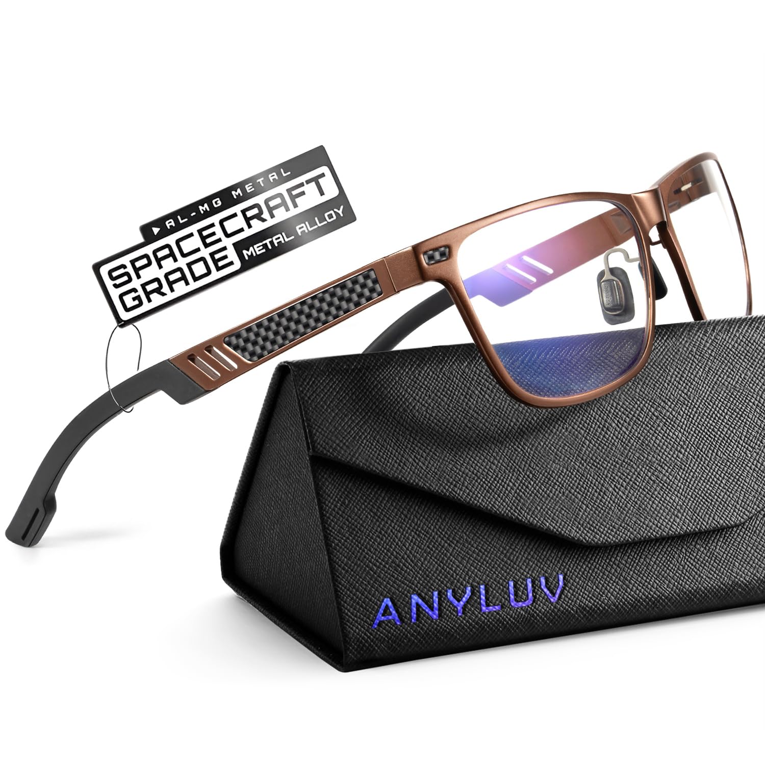 Blue Light Glasses Men Premium Mens Gaming Computer Glasses Clear Lens with Al-Mg Frame Anti Blue Ray Screen Blocker