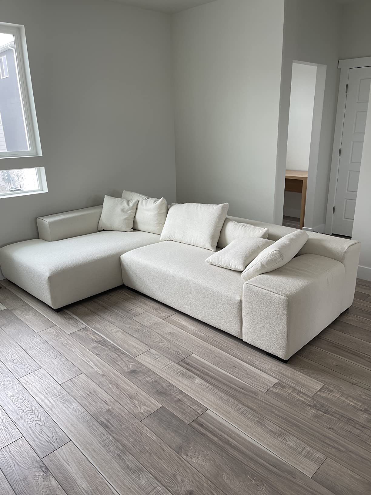 91/mo Finance Acanva Modern LShaped Sectional Sofa, 3 Seat Upholstered Couch with Solid Wood