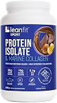 LEANFIT ISOLATED SPORT PROTEIN & MARINE COLLAGEN, natural vanilla, protein isolate from grass-fed cows and 100% hydrolyzed marine collagen powder (Type I, III), 30g protein and 10g collagen per serving, 24 servings, 838g tub
