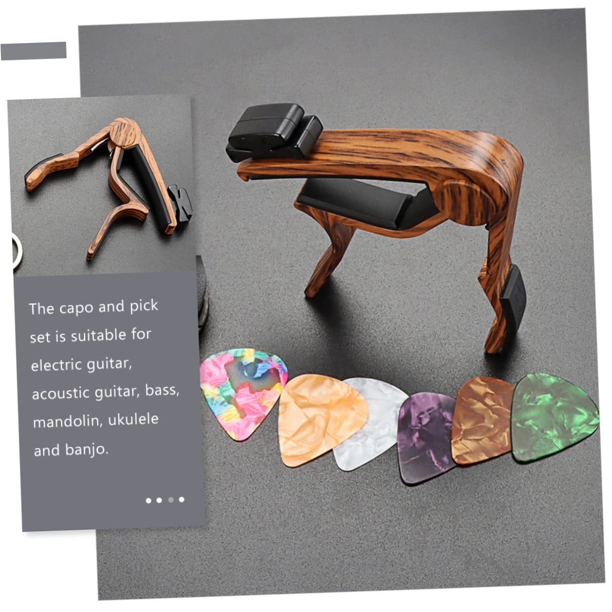 TOYANDONA 3sets Capo Per Chitarra Con Plettri e Portaplettri Accessori Per Chitarra Acustica Elettrica Ukulele e Banjo Inclusi Capo Plettri Portaplettri