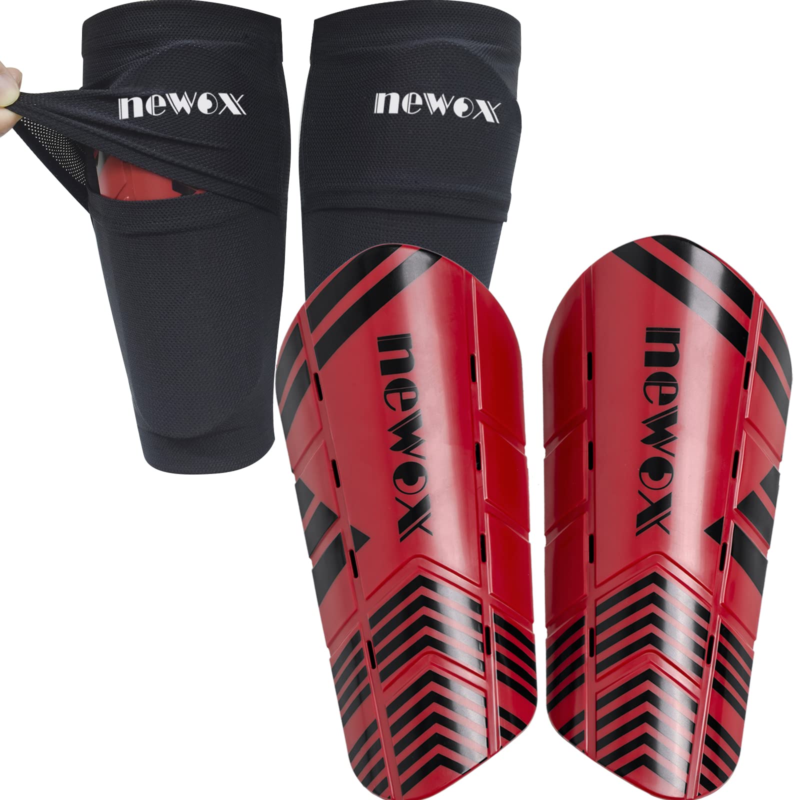 Photo 1 of 2 newox Soccer Shin Guards Youth - Protection Girls Shin Guards Soccer Youth - Soccer Sleevers Shin Pads - Soccer Shin Guards for Kids 3-16 Years Old Girls Boys Toddler Pink Red Small