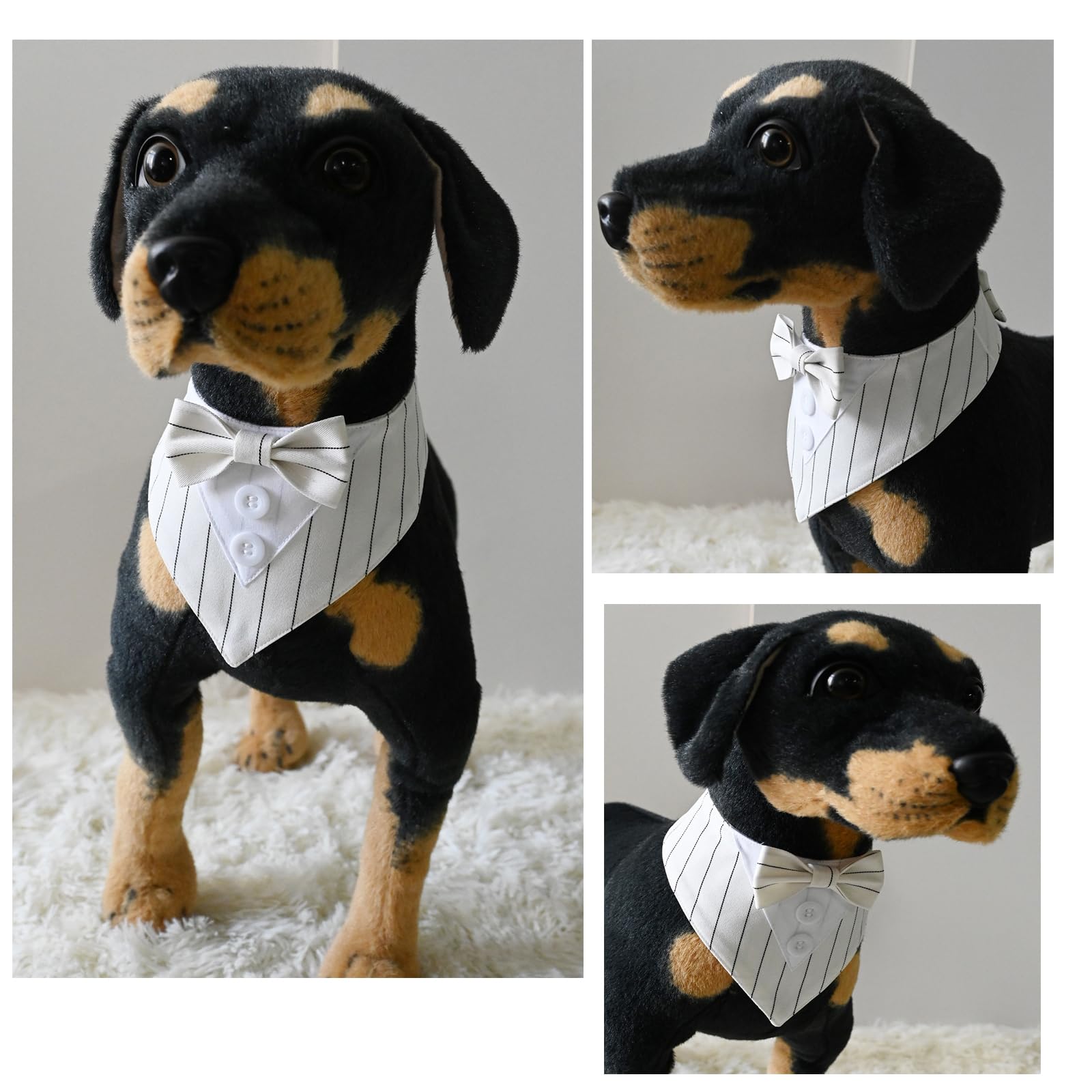 Collare per smoking per animali domestici, bandana, abito da sposa, papillon per gatti, cuccioli, cani di piccola taglia, vestito per feste, compleanni, Natale, bianco, XS