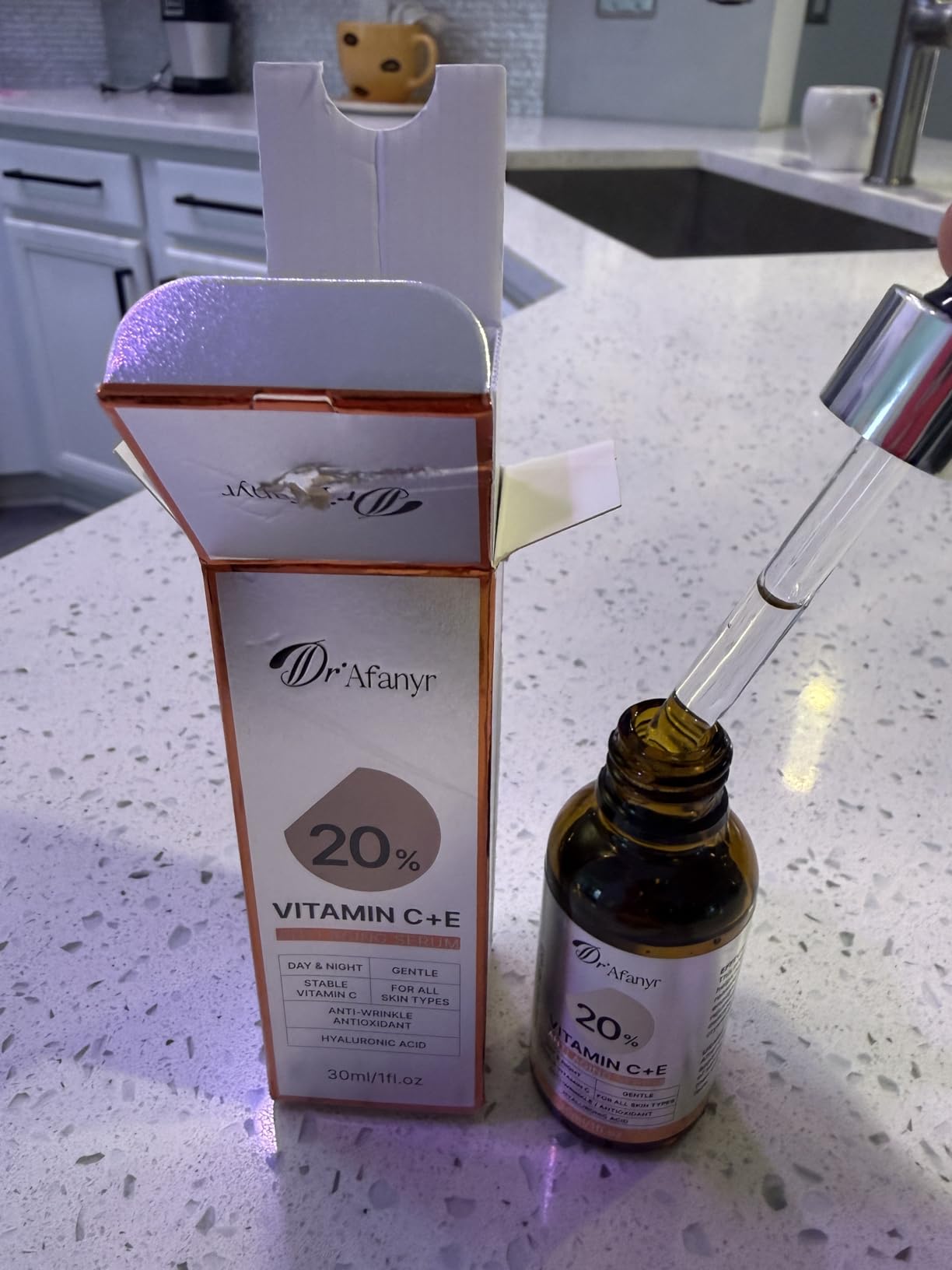 DR.Afanyr Vitamin C Serum for Face with Hyaluronic Acid & Vitamin E - Brightening Anti-Aging Serum to Help Improve Appearance of Dark Spots for Sensitive Skin, Hydrates Firms Lifts and Smooths Wrinkles