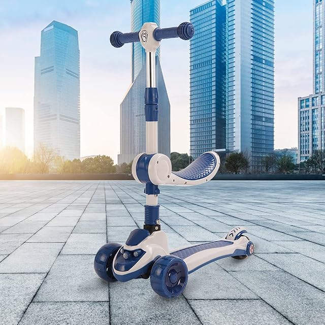 Foto 7 de 8 de HUOLE Patinete para Niños de 2 a 8 Años, Scooter con Asiento, Ruedas Ligeras, Altura Ajustable-3 en 1-Azul