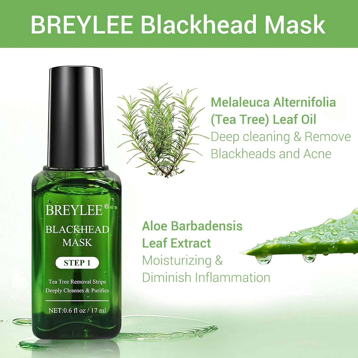 BREYLEE 3 in 1 Blackhead Removing Kit,Blackhead Remover, Tea Tree Oil Blackhead Remover Mask Kit, Blackhead Solution Kit Nose Strips Pore Strips Peeling Mask Set : Beauty & Personal Care