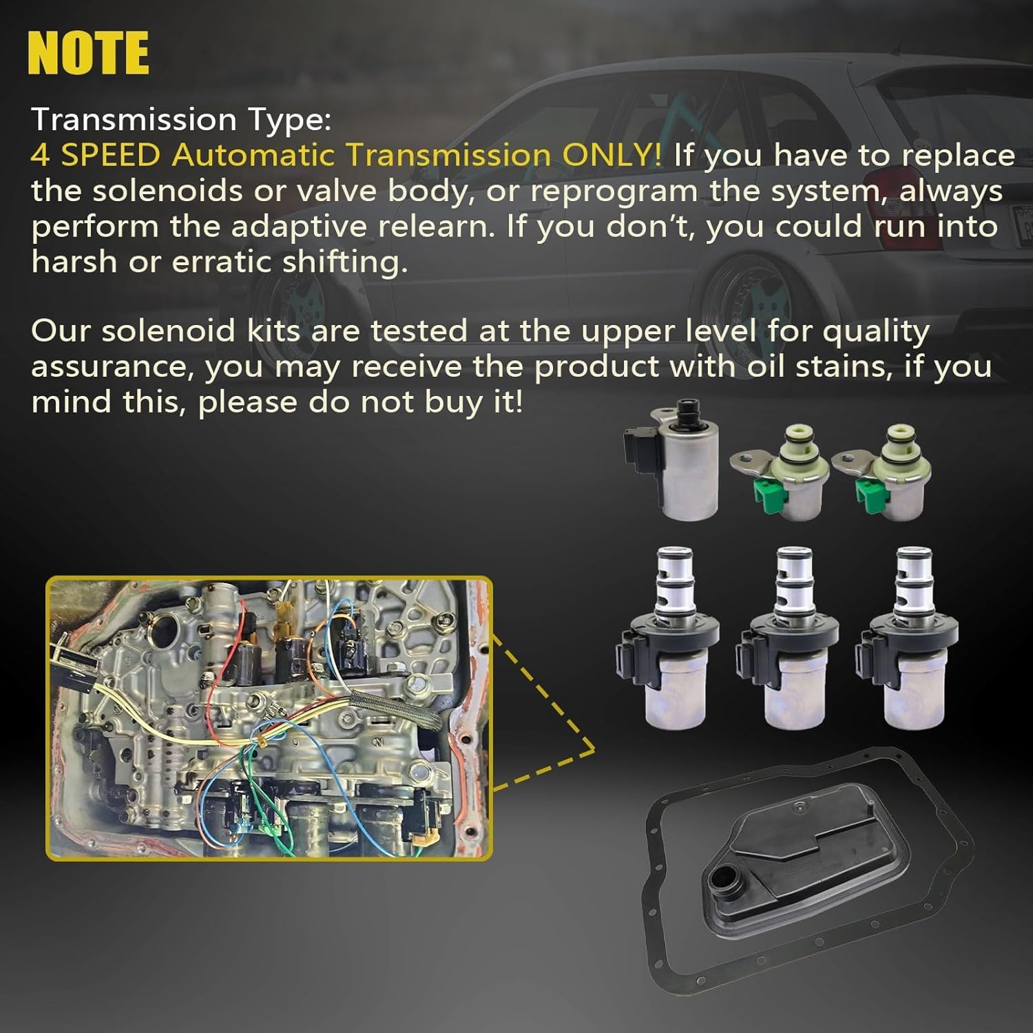 SecosAutoparts 4F27E Transmission Shift Solenoid & Filter Kit, Fit for Mazda Protege 3 5 6 1999-2010, Compatible with Ford Focus Transit Connect 2000-2013, Replace# XS4Z7A098AB FN01-21-500 4F27E