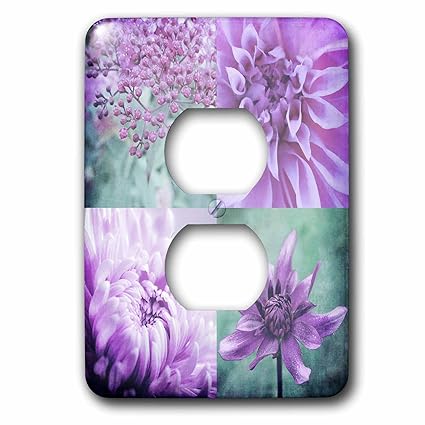 3dRose Quartet Of Four Flower Images In Pastel Matte Purple - 2 Plug Outlet Cover (lsp_274818_6)
