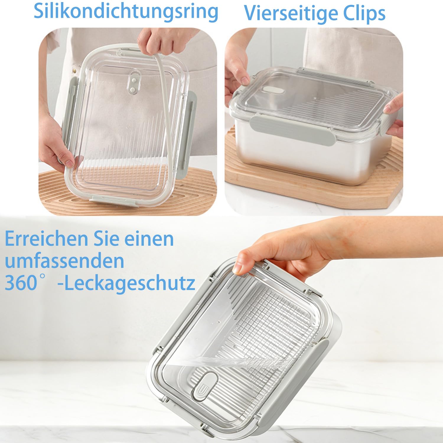 FOLAI 5er set 304-Edelstahl Frischhaltedosen mit deckel Vorratsbehälterset,kühlschrank organizer Aufbewahrungsbehälter aufschnittboxen，meal prep gläser (650ml+1000ml+1300ml+1600ml+2400ml)