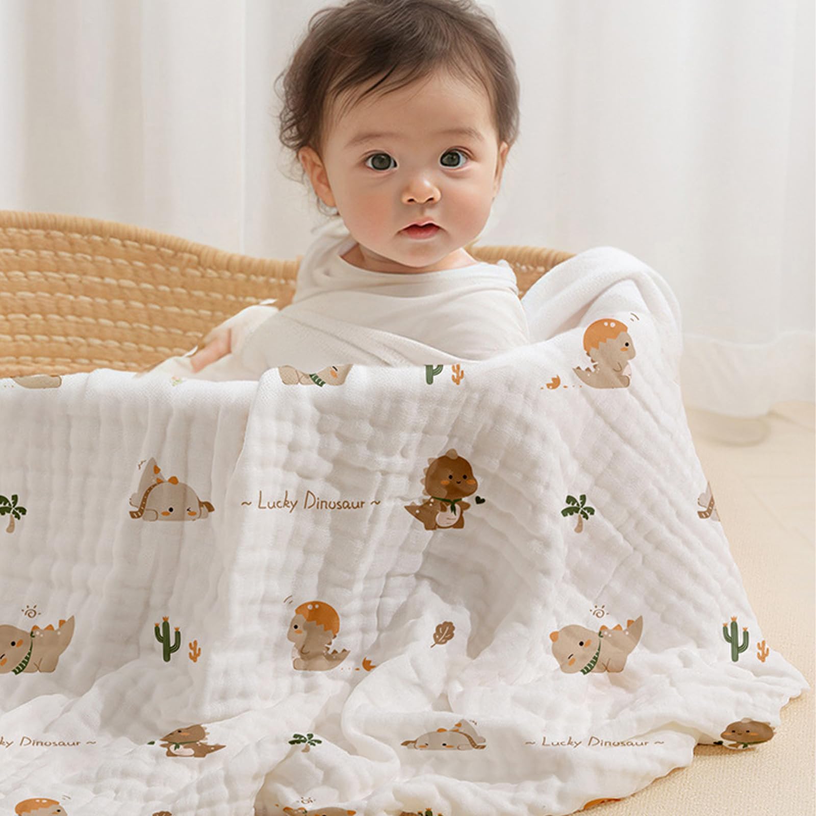 Liemuao Lange Bebe 90 x 90 cm, Set di 3 pezzi in mussola di cotone biologico, 6 strati extra morbidi assorbenti traspiranti per pulizia e protezione per neonati pelle sensibile, asciugamano da bagno