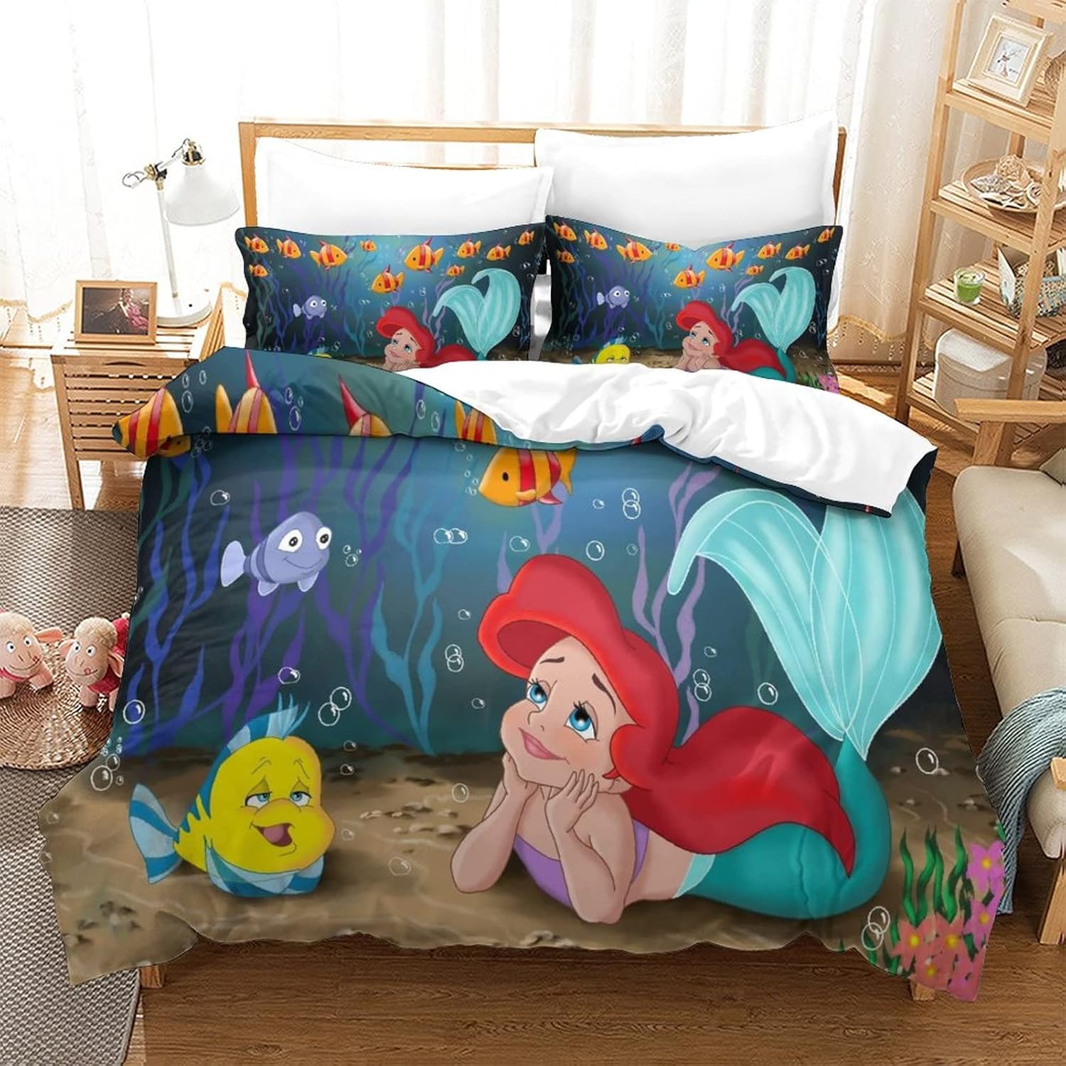 The Little Mermaid Bedroom Accessories Single Duvet Cover Set 3D Bed