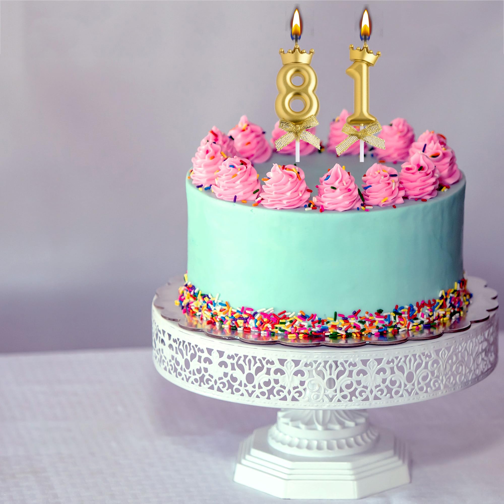Velas de cumpleaños número 81, velas de cumpleaños con número 81 años, decoración de pastel de feliz cumpleaños, regalos para mujeres y hombres (dorado)