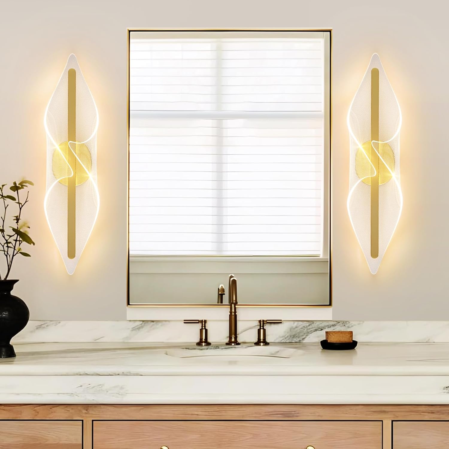 modern gold wall sconce 17.3in led wall lamp with remote control dimmable acrylic sconces wall lighting for living room hallway bathroom bedroom stairs gold star 17.3in 1pack