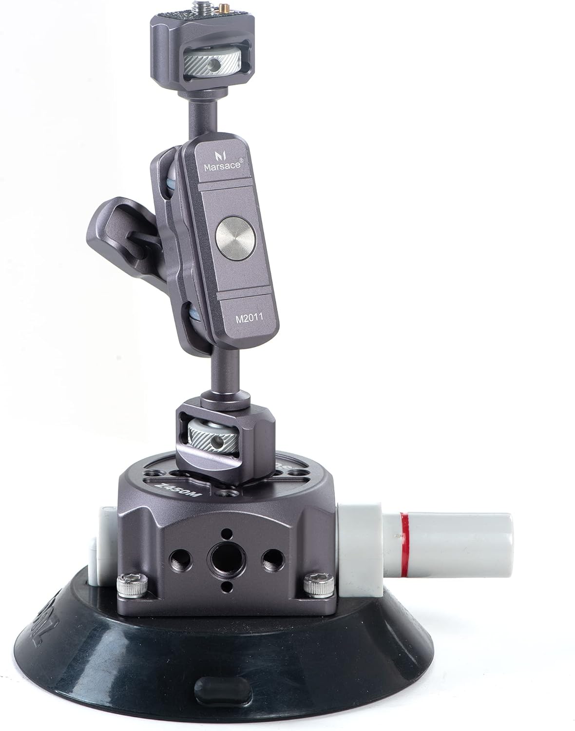 IMT 4.5" Camera Suction Cup Mount for Car with 1/4" & 3/8" Screws, Vehicle Quick Release Pump-actived Vacuum Suction Mount with 360° Ball Head for Phone, Action Camera, Lightweight DSLR Cameras