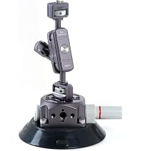 IMT 4.5" Camera Suction Cup Mount for Car with 1/4" & 3/8" Screws, Vehicle Quick Release Pump-actived Vacuum Suction Mount with 360 Ball Head for Phone, Action Camera, Lightweight DSLR Cameras