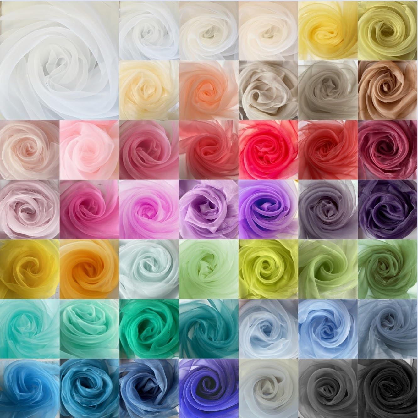 Megachest 70CM Wide Soft Organza Dress Fabric Fancy Costumes Decorations 50 Colors(Pure White, 50 Meters)