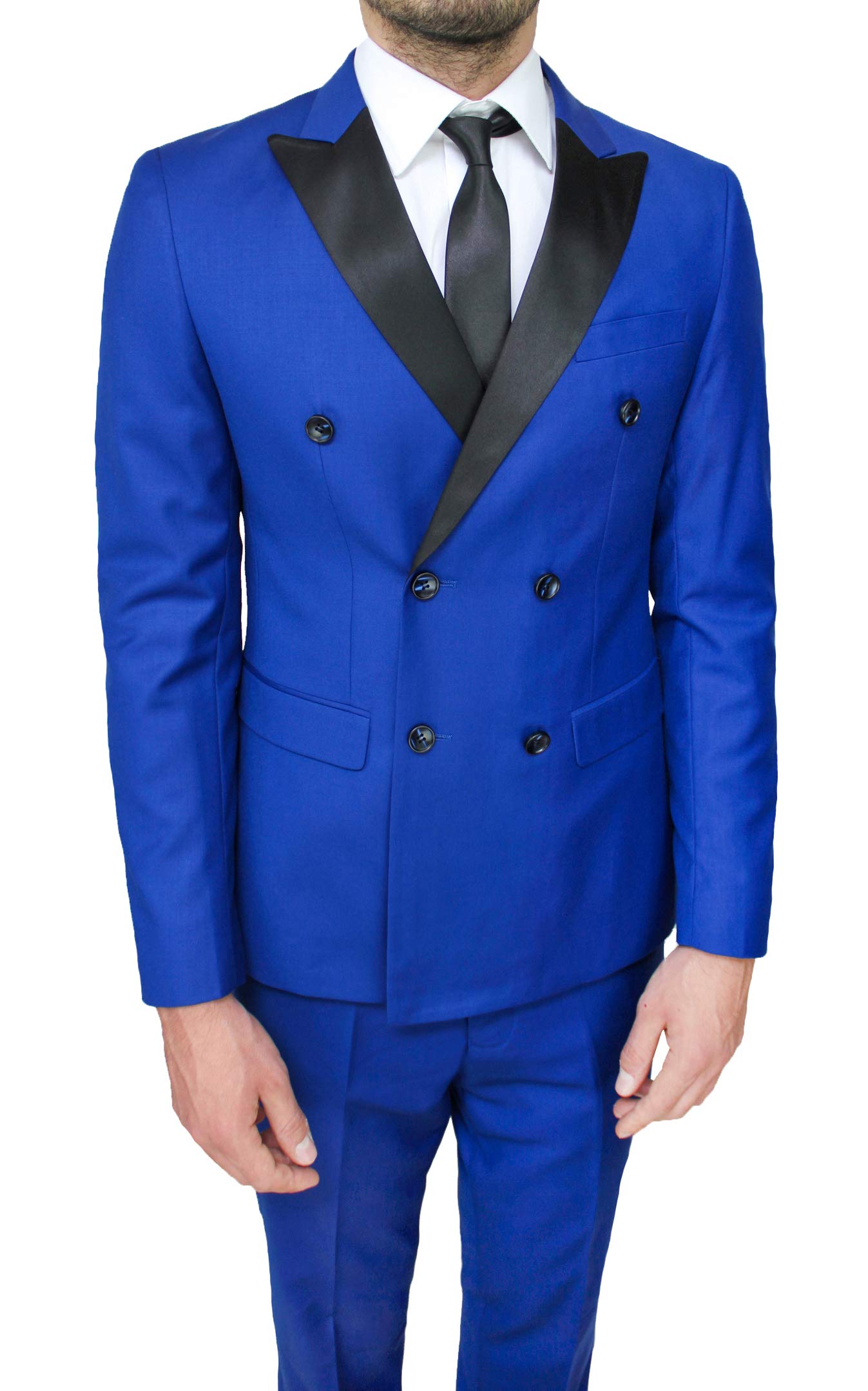 Abito Completo Uomo Blu Doppiopetto Sartoriale Elegante Cerimonia