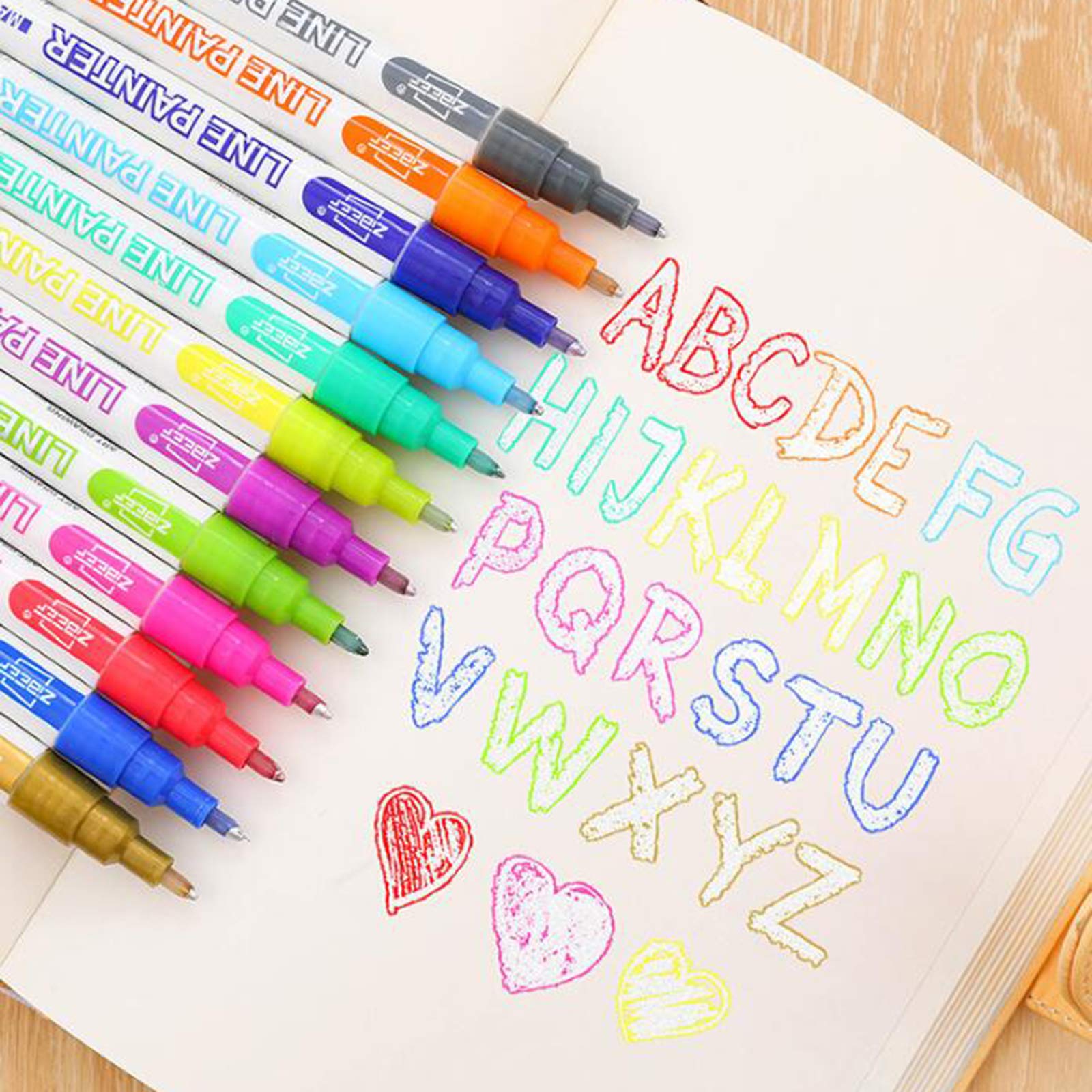 5 set 8/12 colori metallizzati pennarelli glitter scrittura Doodle Dazzle Pen Mark 12 colori