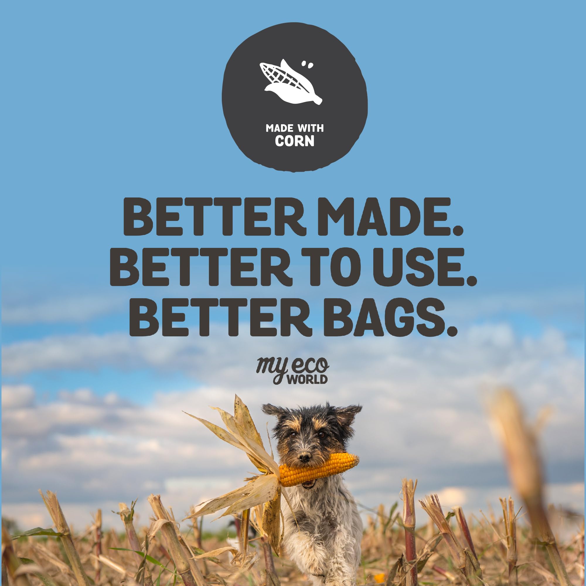 Bolsas para excrementos de mascotas, fabricadas con maíz y otros materiales compostables certificados, rollos de bolsas para excrementos de perro, 60 bolsas, 4 rollos, extrafuertes, a