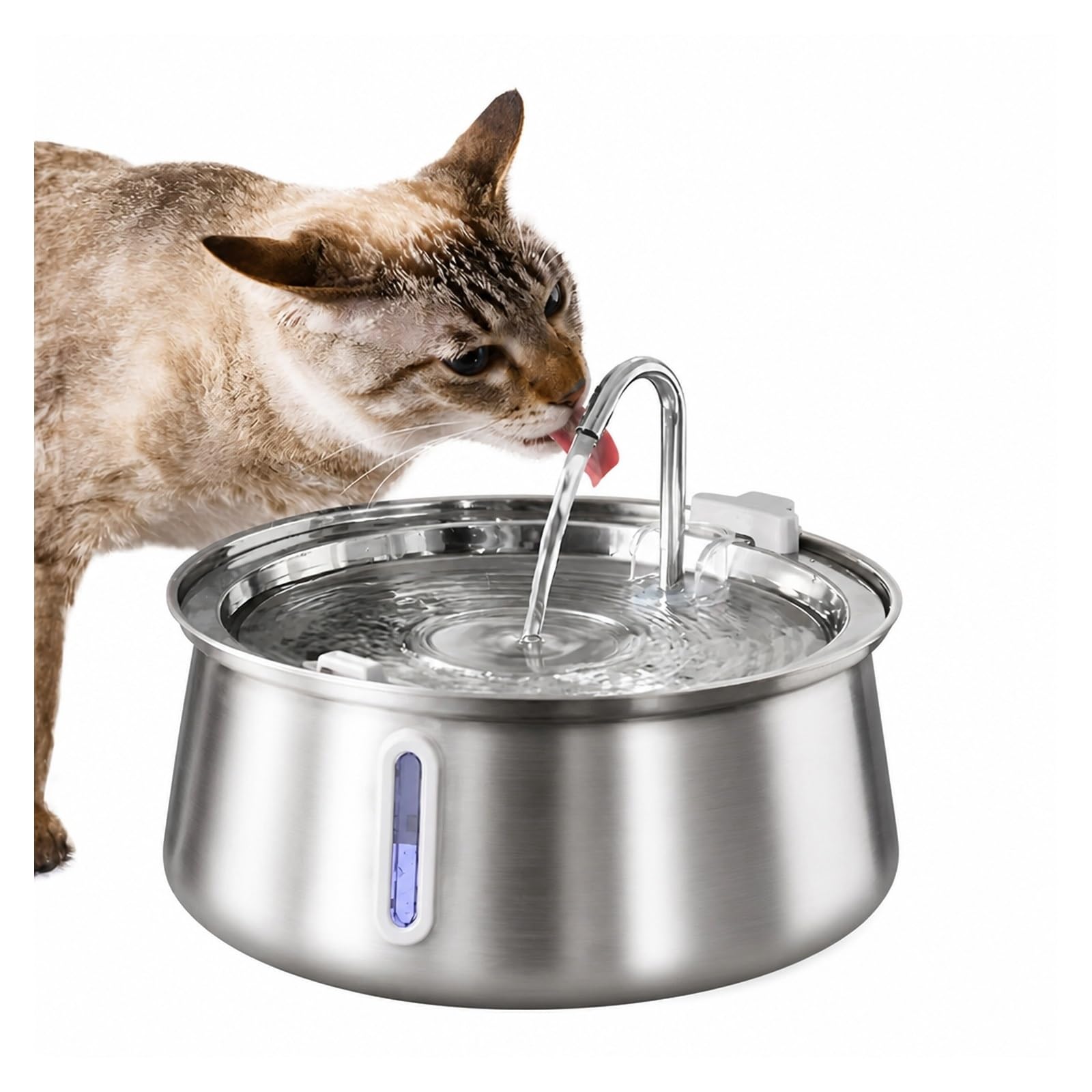 Fuente para Beber para Mascotas, Bebedero para Gatos De Acero Inoxidable 4L