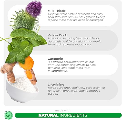 Miniatura 4 de Cardo mariano para perros  90 masticables suaves  Apoyo hepático y renal  Apoyo hepático con EPA y DHA  Desintoxicación  Suplemento hepático para