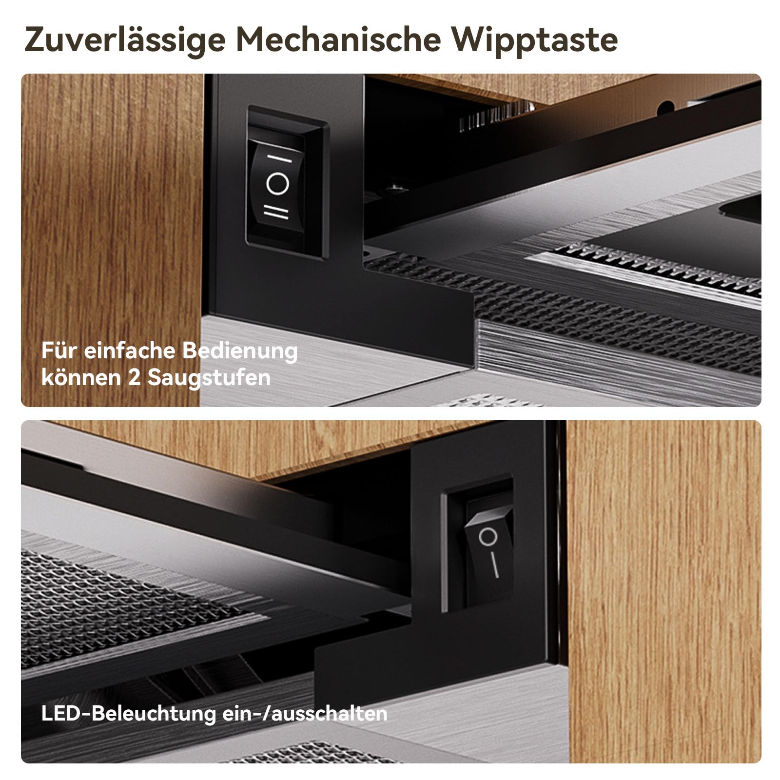A+++ Flachschirmhaube Dunstabzugshaube 60cm, Abluft/Umluft, 370 m³/h, LED, 58dB
