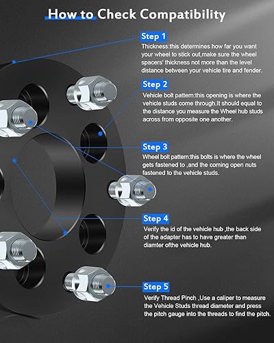 Miniatura 2 de ECCPP 4 unidades de 5 lengüetas de 1.25 pulgadas patrón de pernos de cambio de 5 x 4.5 a 5 x 5.5 pulgadas, conversión de 2.874 in con pernos de 12