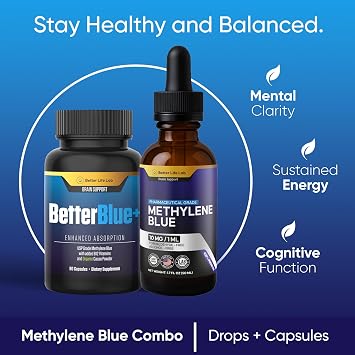 Methylene Blue Capsules & Tinctures Bundle Pack Cognitive Support & Cellular Energy Boost