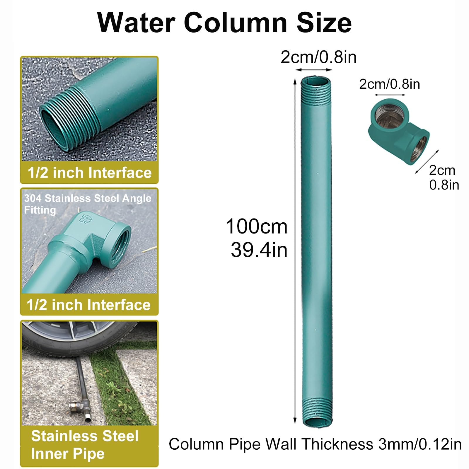 Robinet extérieur à Colonne d'eau, antigel - Robinet de Jardin autoportant et Durable de 100 cm (39,4 po) de Colonne d'eau, résistant aux intempéries, argenté, idéal pour