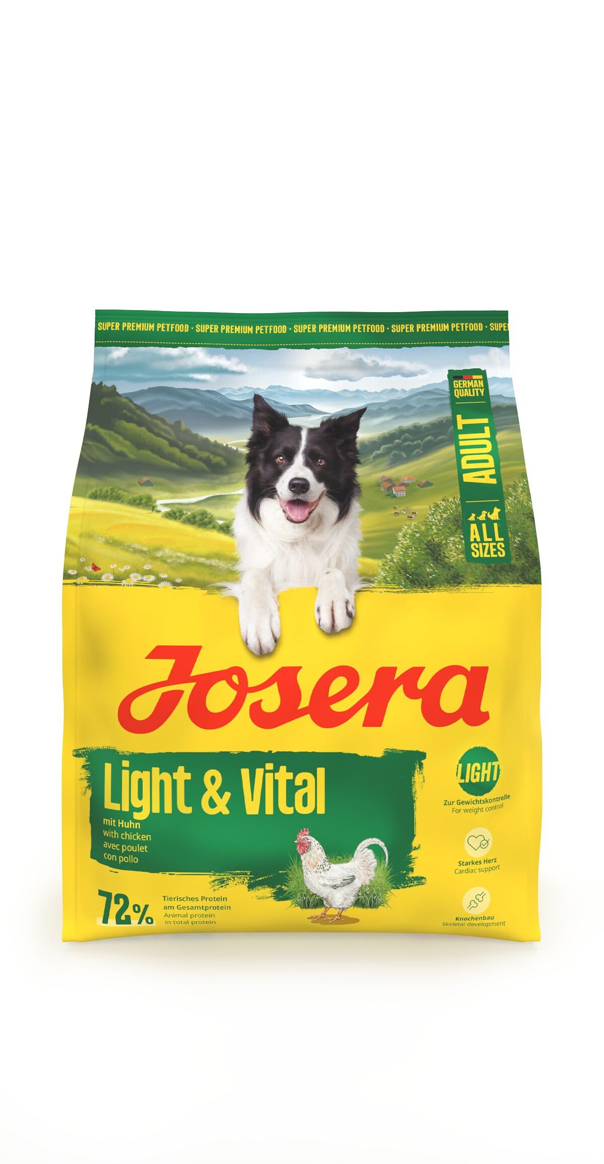 Josera Light & Vital complete dry dog food | Weight control | Lower fat | High fibre Cardiac support | Skeletal development | 0.9kg
