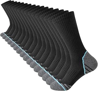 JOYNÉE 8 Pairs Mens Athletic Cushioned Crew Socks Moisture-Wicking Work Sport Socks for Running Basketball,Sock Size:10-13