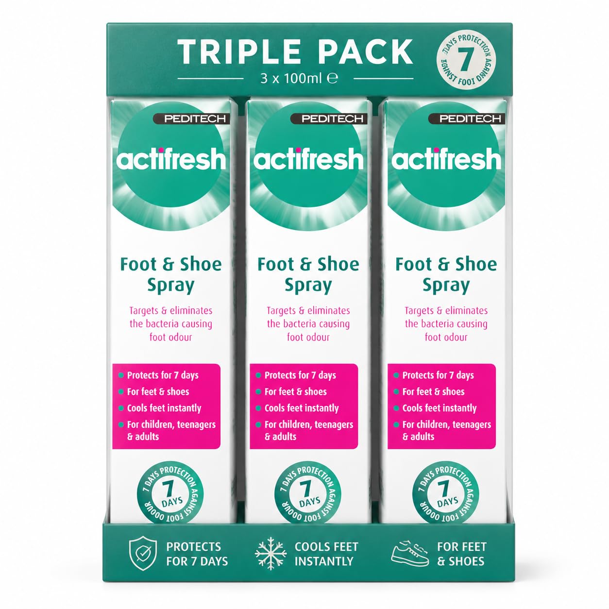 Triple Pack- PediTech Actifresh foot and shoe treatment