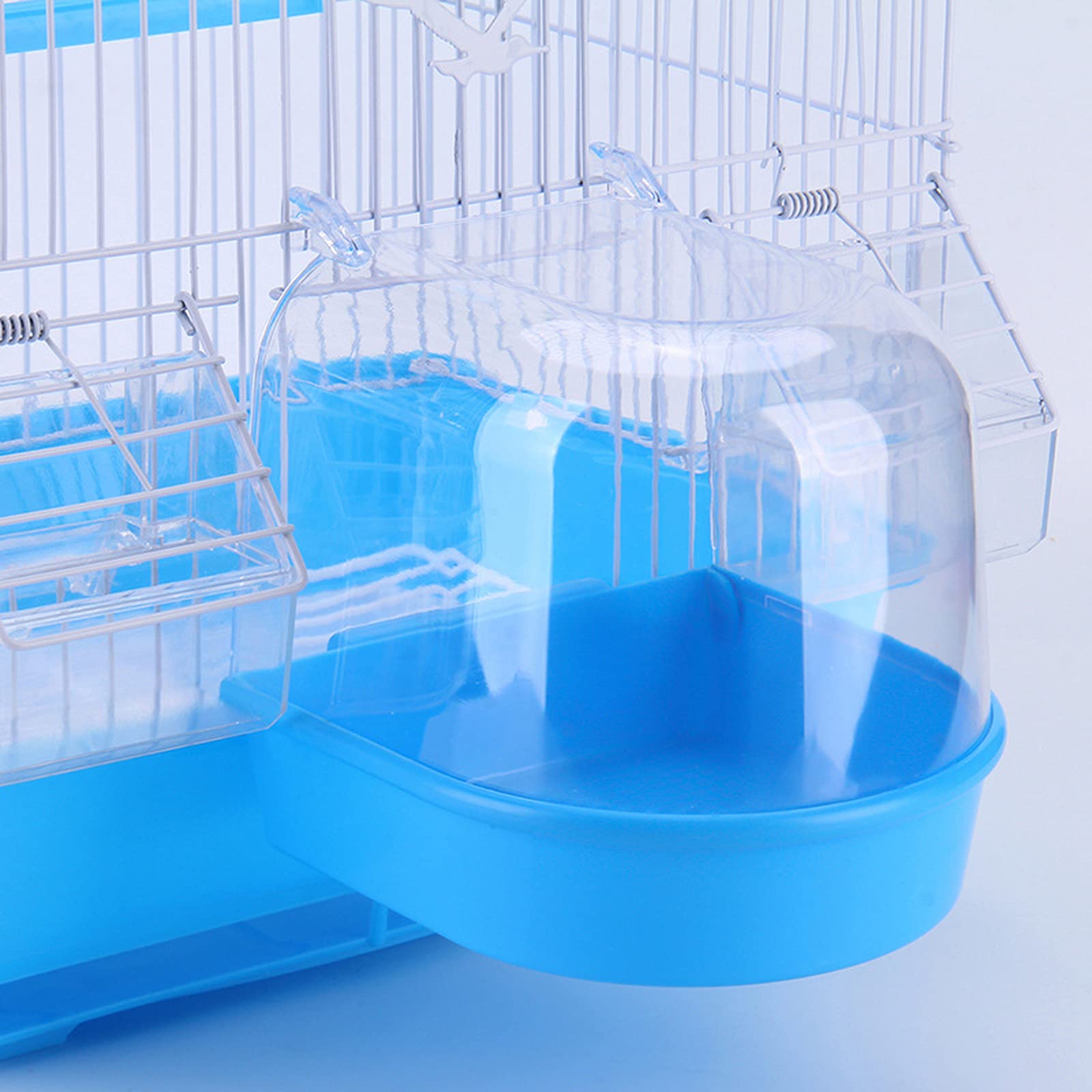 Oiseau Baignoire, Baignoire Bird avec Crochets, Baignoire pour Oiseaux Cage pour Le Bain Accessoire de Cage de Baignoire pour Pinsons, Perruches, Alouettes et Petits Oiseaux (Bleu13X13X13.5cm)