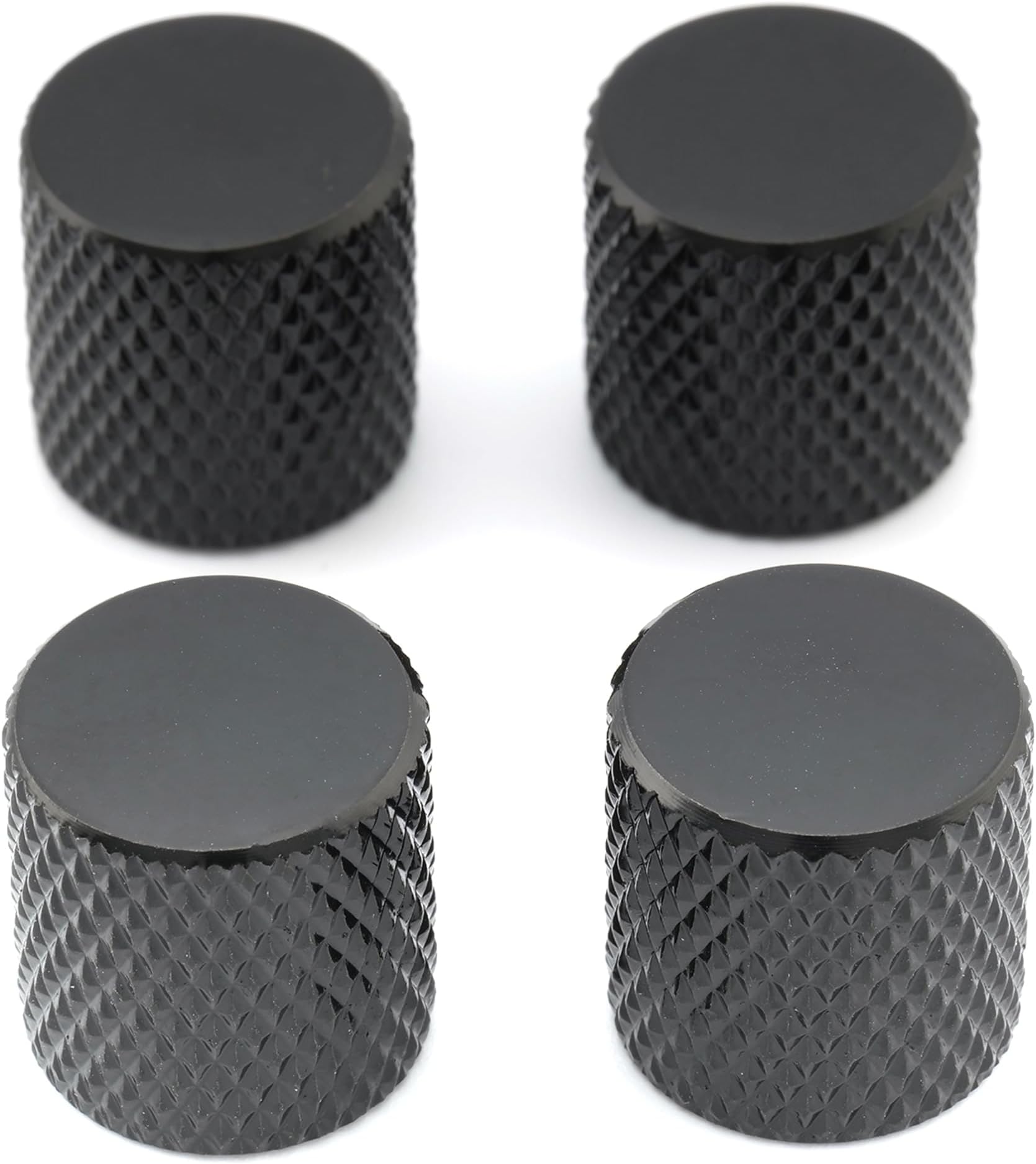 Musiclily Metric 6mm Metal Guitar Flat Top Dome Knobs Volume Tone Control Knobs for Fender Telecaster Tele Electric Guitar Precision Bass, Black(4 Pcs)