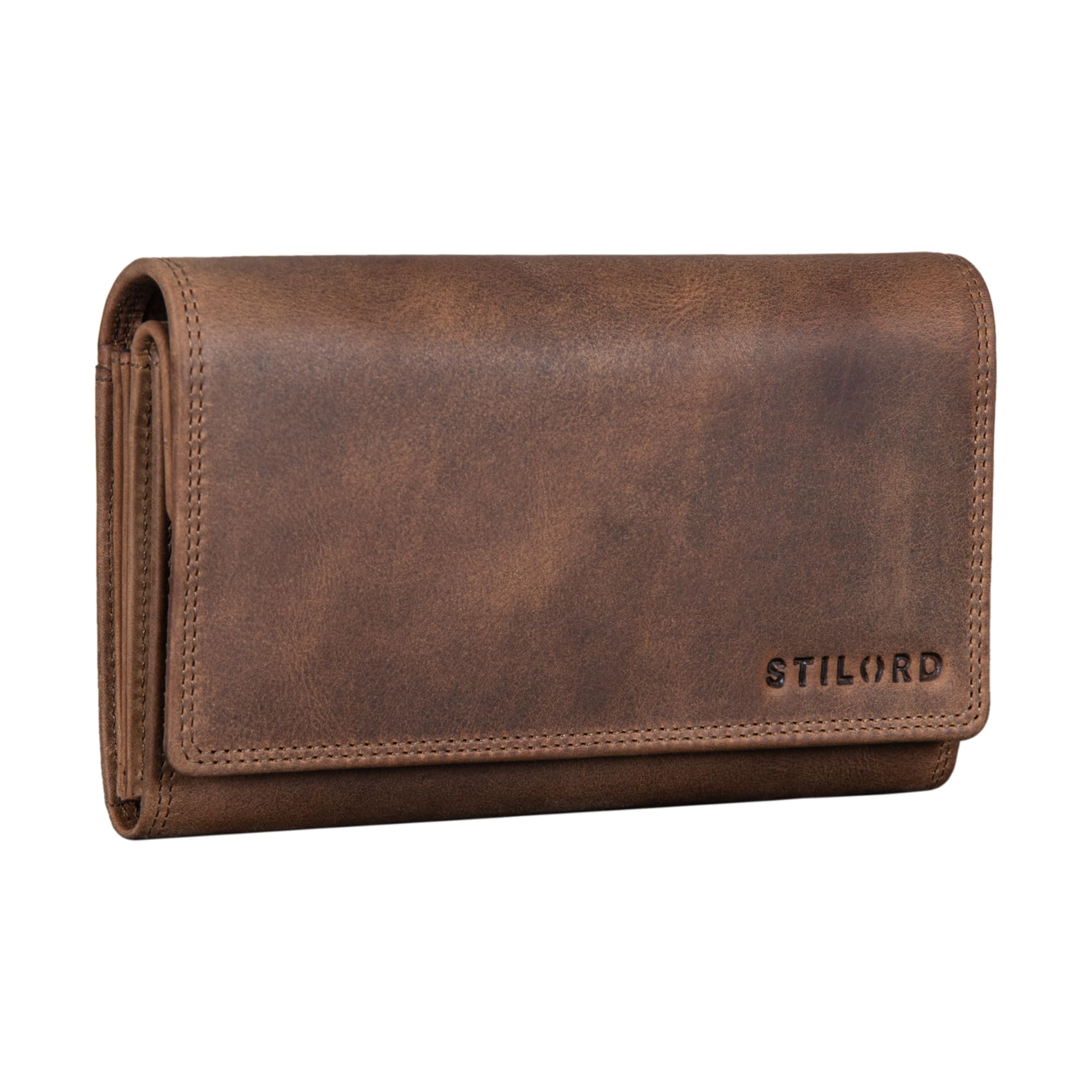 STILORD “Amanda” Borsellino Portamonete Donna Pelle Grande Portafoglio con Protezione RIFD e NFC Portacarte Cuoio Genuino Vintage in Scatola Regalo Colore:nero