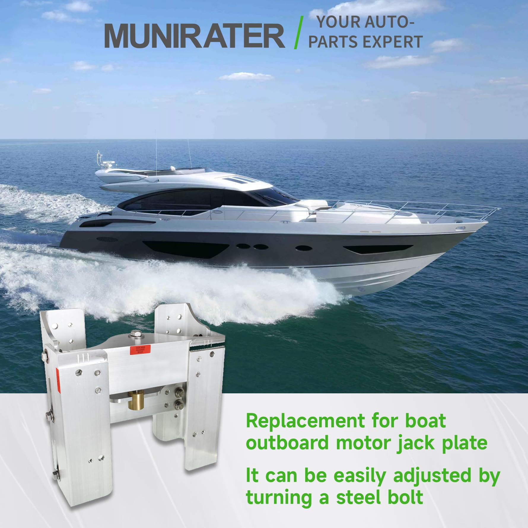 munirater 6 Setback Piastra Jack Regolabile Ricambio per Barca Fuoribordo Jack Piastra JPL4500