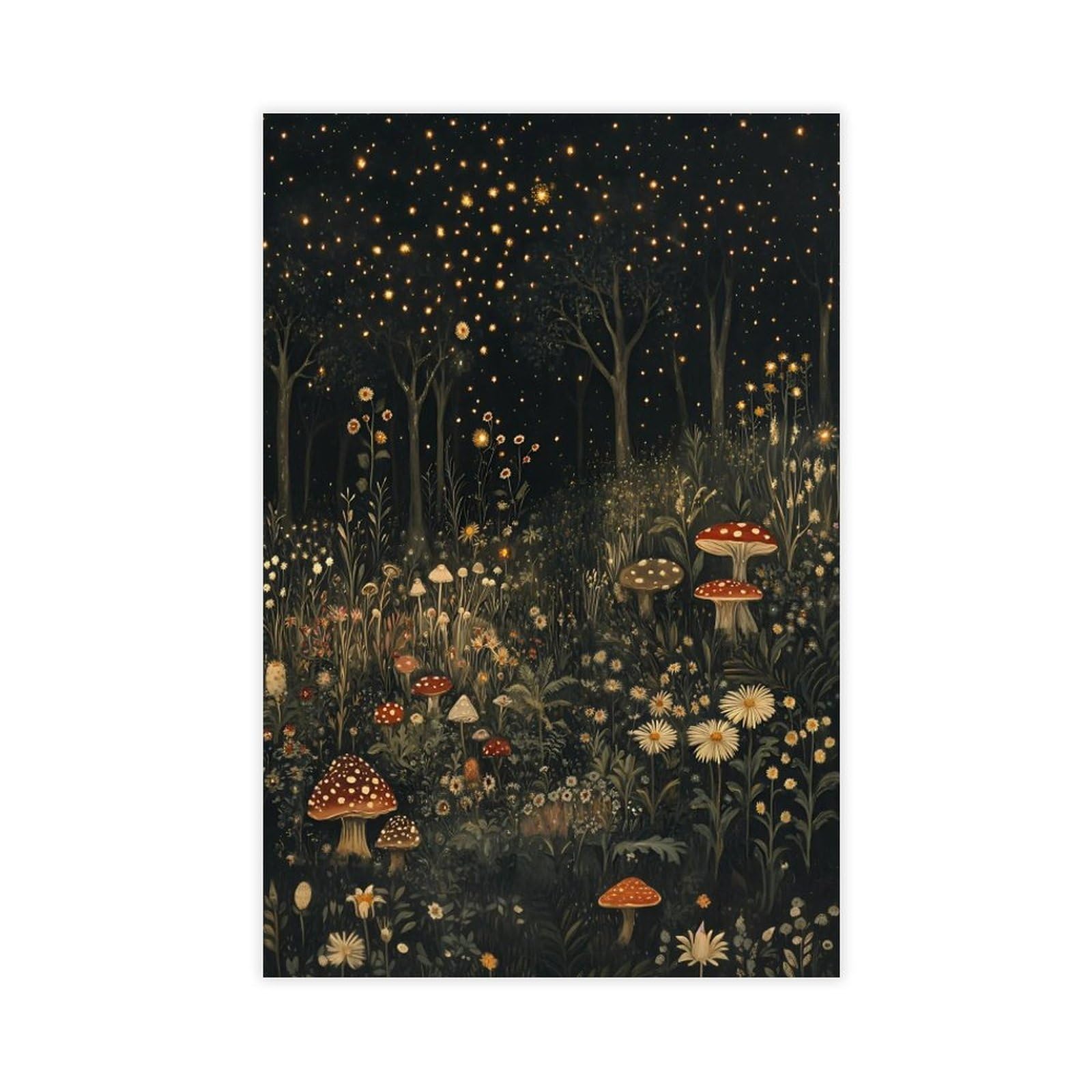 Bareronor Whimsical Forest Poster Canvas Poster Bedroom Decor Landscape Office Room Decor Gift 12" L X 18" W