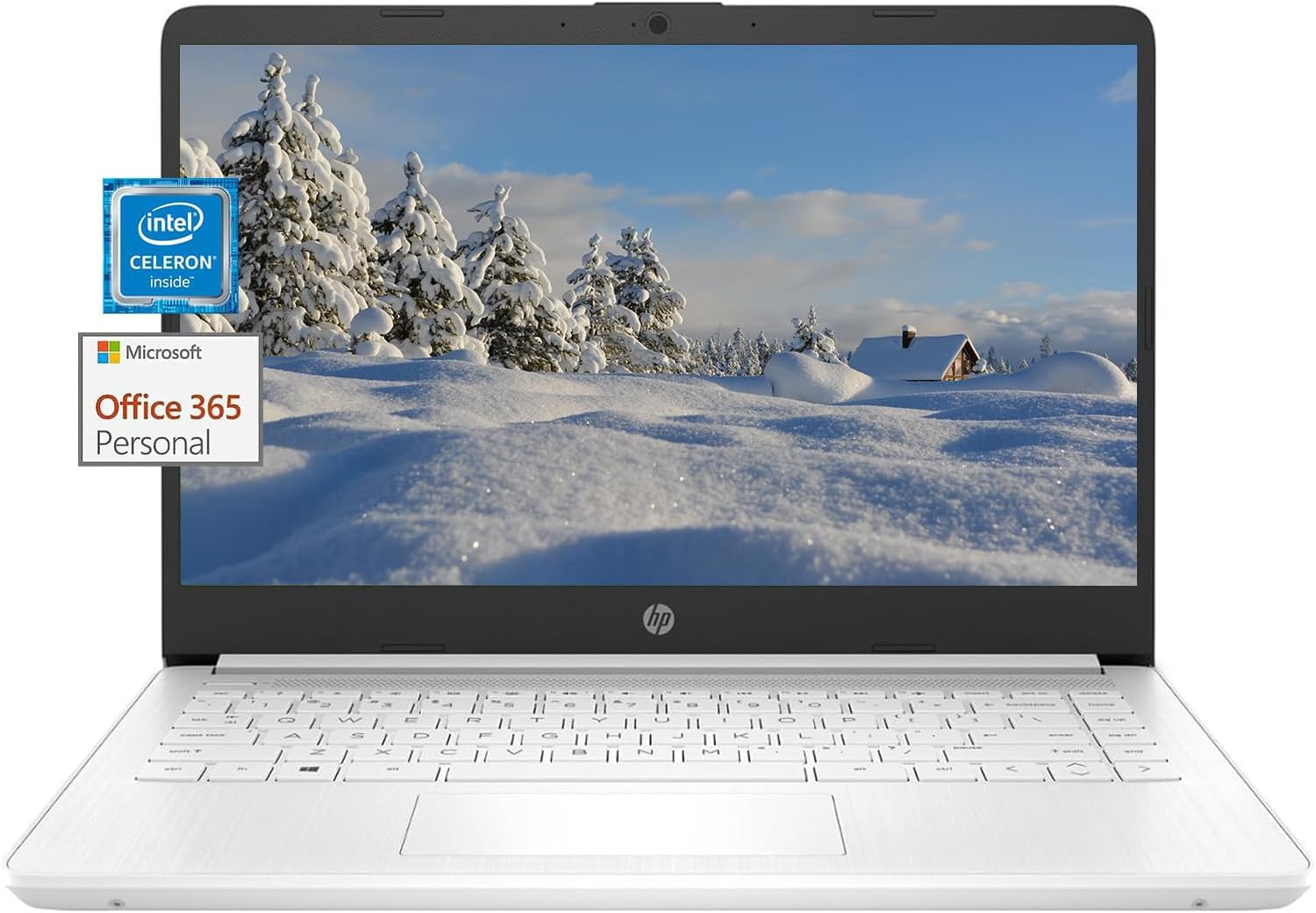 HP Newest 14″ Ultral Light Laptop, for Students and Business, Intel Quad-Core Processor, 16GB RAM, 64GB eMMC+256GB Micro SD, 1-Yr Office 365, Long Battery Life, Win11 H in S, White