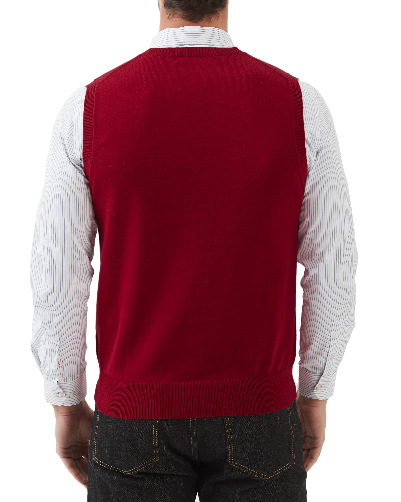 Kallspin Hommes Gilets en Coton sans Manches Col en V Gilets tricotés Pull-Over Relaxed Fit Sweater Vest