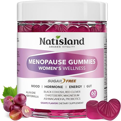 Suplementos de menopausia para mujeres, gomitas, sofocos y sudores nocturnos, alivio de la menopausia con cohosh negro, grosella y probióticos, sin