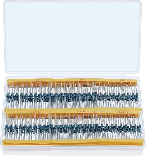 CenryKay 1220Pcs 122 Values Resistor Kit 1/4W, 0.1 Ohm-4.7M Ohm Resistor Assortm
